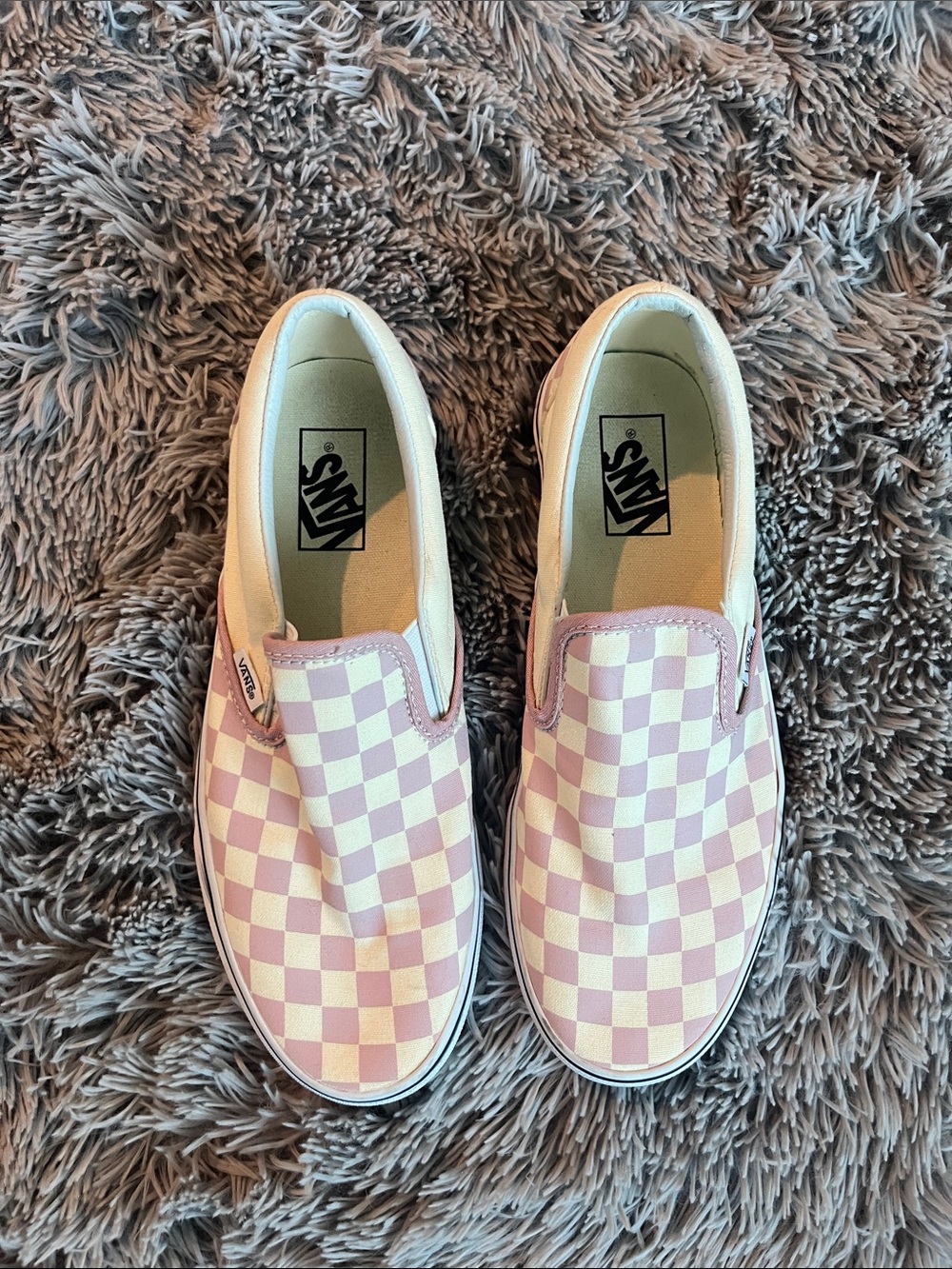 Vans unisex classic Slip-On Checkerboard Shoes - Pink/White - Picture 2 of 4